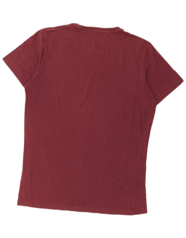 Calvin Klein Jeans Camiseta masculina gráfica Top médio algodão Borgonha