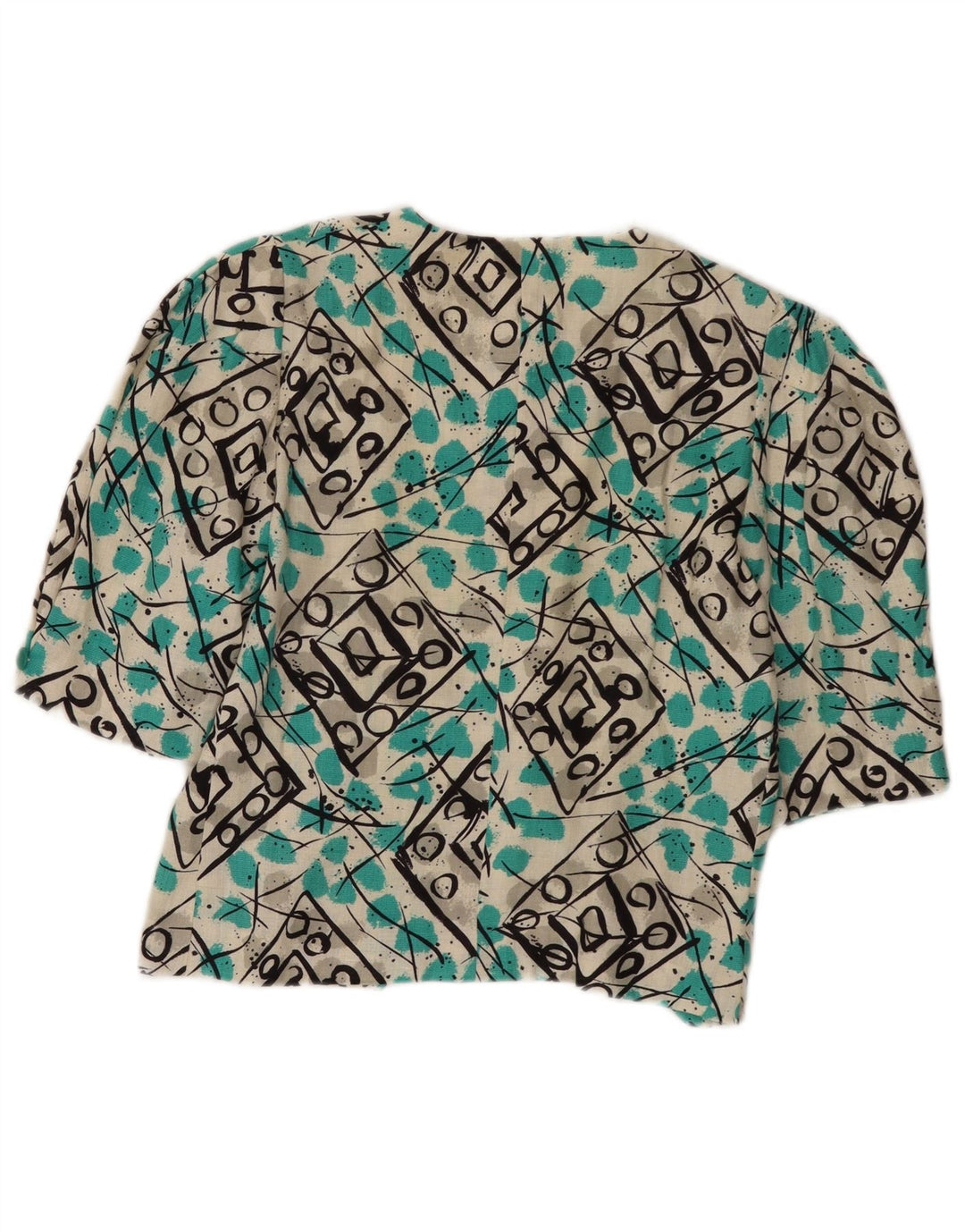 Blusa feminina vintage cropped UK 12 média multicolorida geométrica