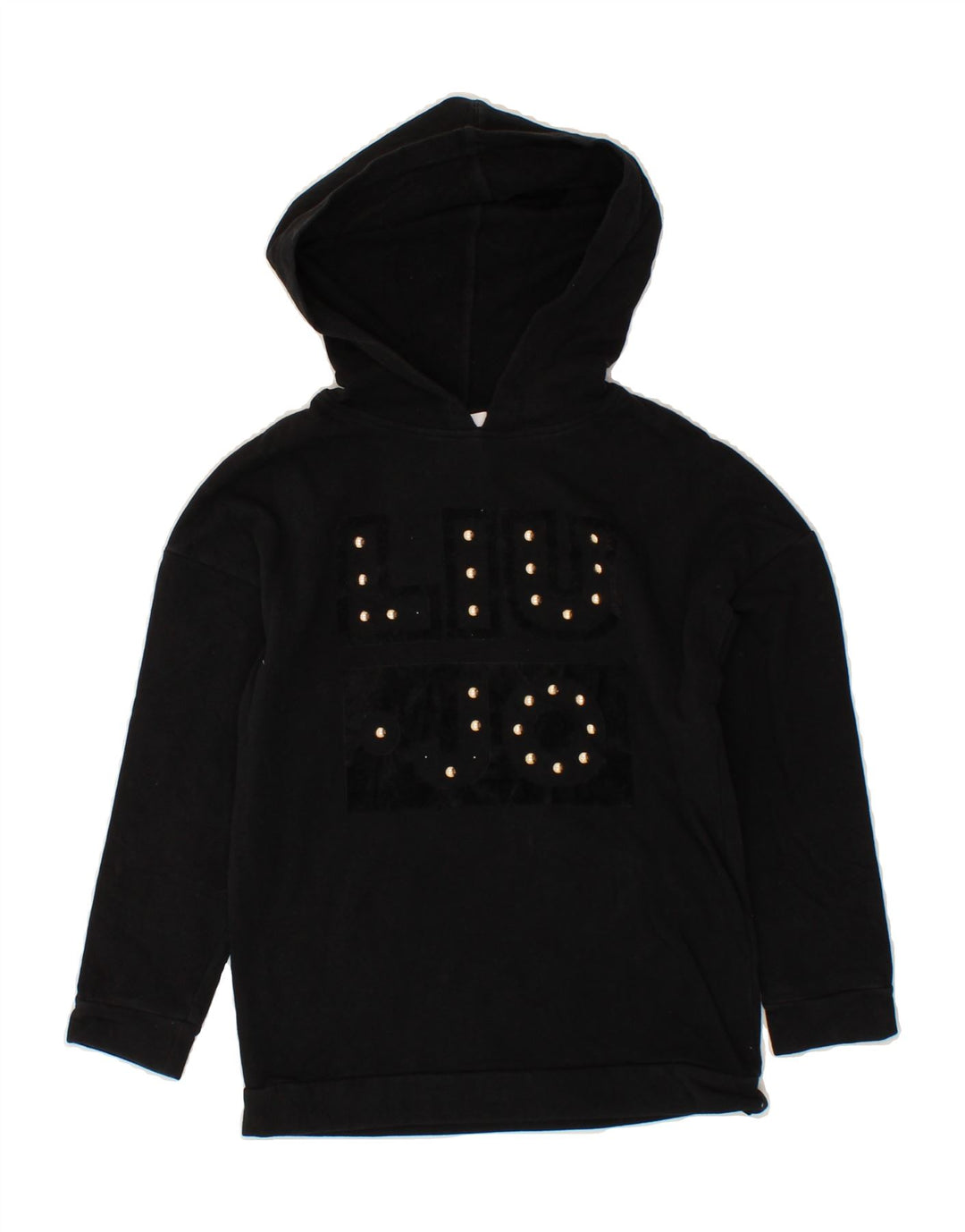 LIU JO Girls Graphic Hoodie Jumper 7-8 Years Black Cotton Vintage Liu Jo and Second-Hand Liu Jo from Messina Hembry 