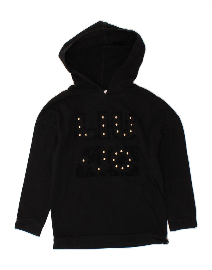 LIU JO Girls Graphic Hoodie Jumper 7-8 Years Black Cotton Vintage Liu Jo and Second-Hand Liu Jo from Messina Hembry 