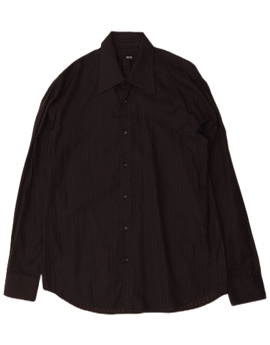 Camisa masculina Hugo Boss tamanho 41 15 algodão manchado preto médio