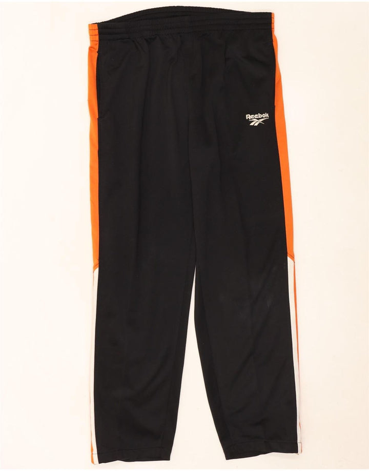 Calça de treino masculina Reebok grande poliéster colorblock preto