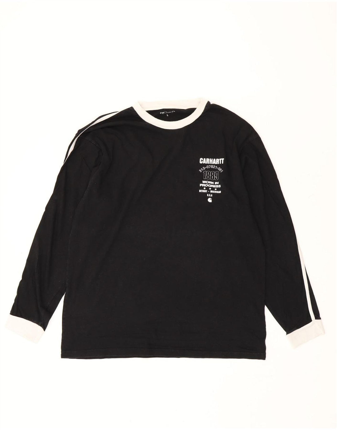Top gráfico masculino CARHARTT manga comprida listrado preto grande
