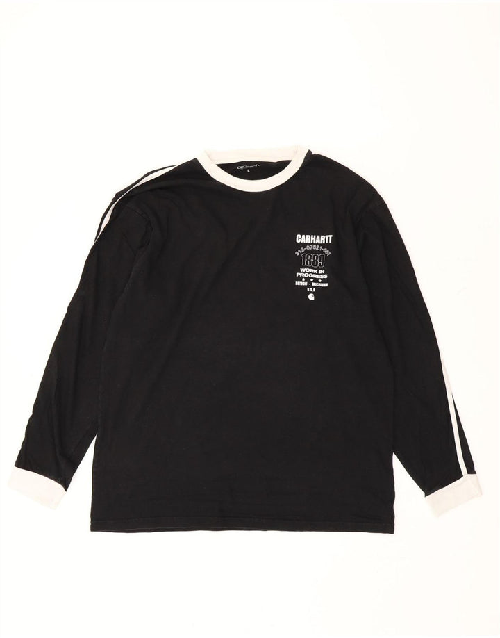 Top gráfico masculino CARHARTT manga comprida listrado preto grande