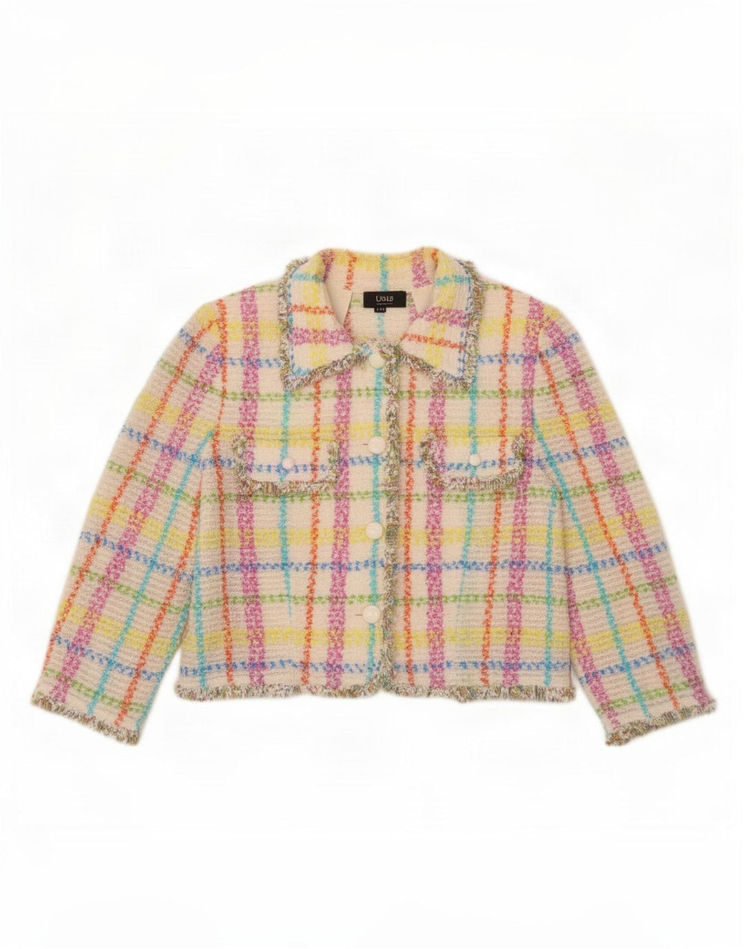 Jaqueta Bolero feminina Liola manga 3/4 IT 48 XL xadrez multicolorido