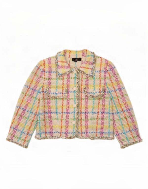 Jaqueta Bolero feminina Liola manga 3/4 IT 48 XL xadrez multicolorido