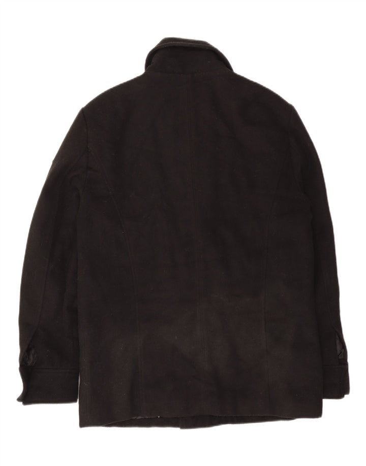 Guess Mens Pea Coat UK 40 Grande Poliéster Preto