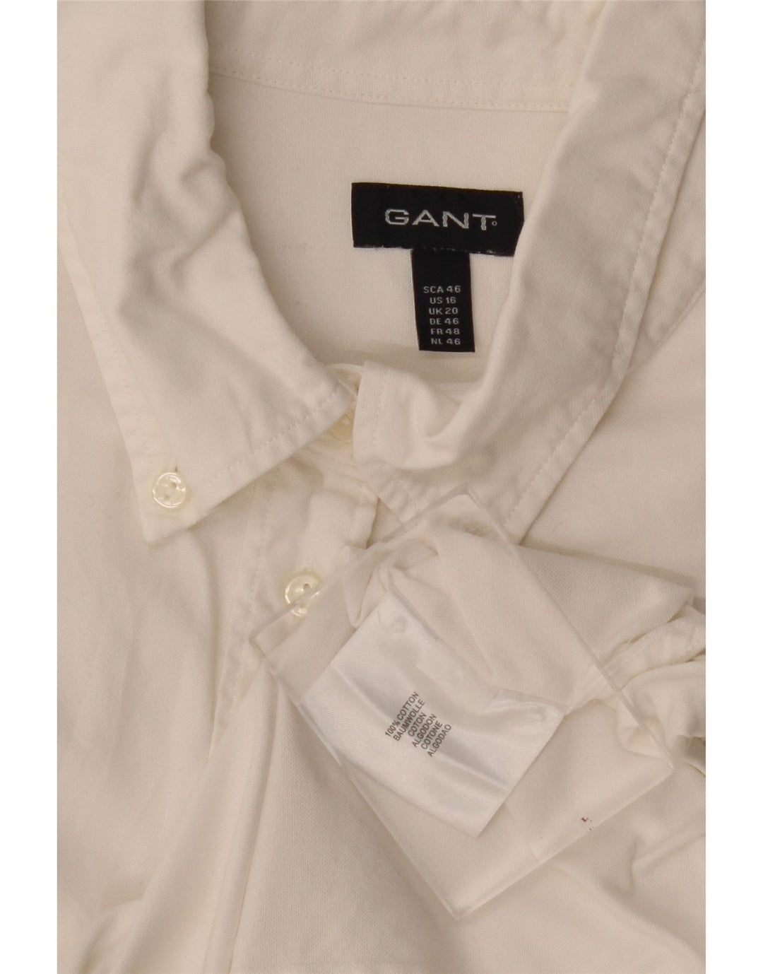 Camisa feminina Gant UK 20 2XL algodão branco