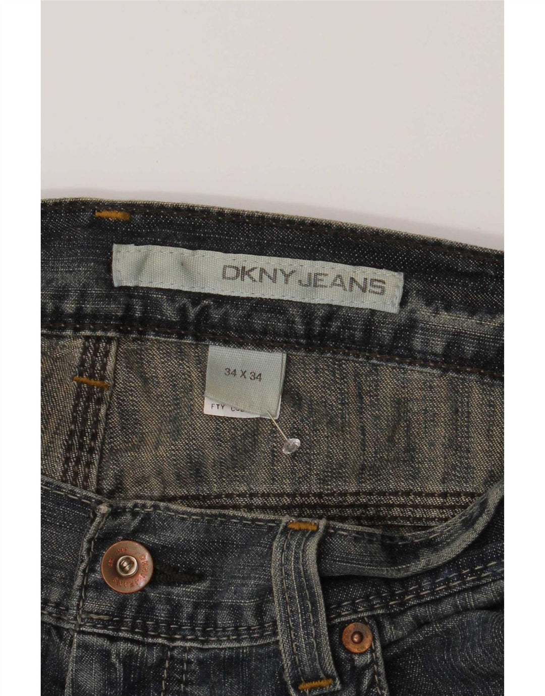 Calça jeans reta masculina Dkny W34 L34 azul algodão