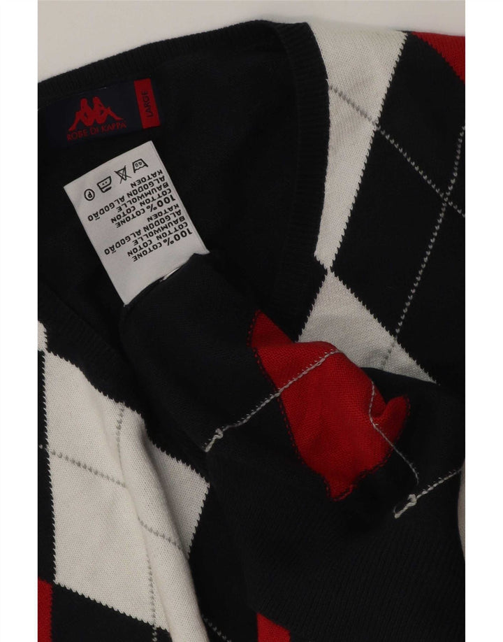 Kappa Mens Colete Regata Grande Azul Marinho Argyle/Diamante Algodão