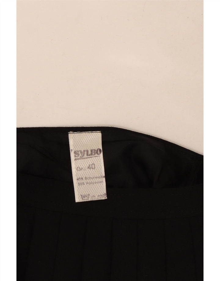 Saia feminina VINTAGE de cintura alta com faca plissada UE 40 médio W26 lã preta