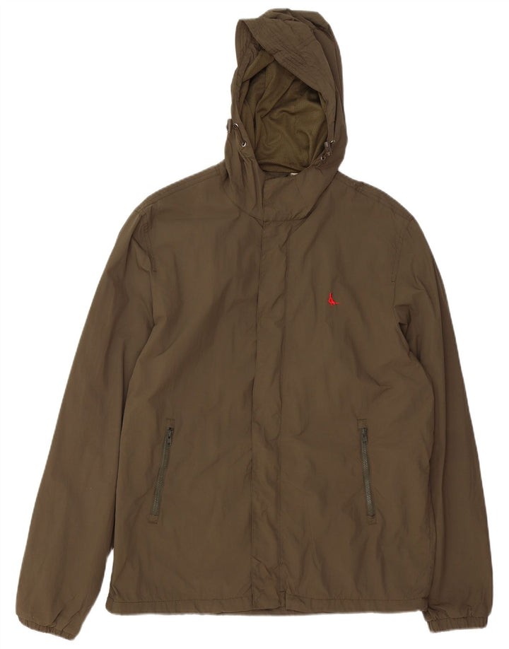 Jaqueta de chuva masculina JACK WILLS com capuz Reino Unido 40 grande cáqui nylon