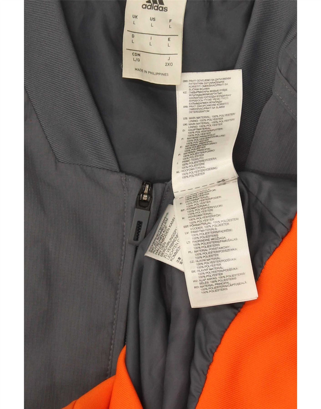 Adidas Mens Bomber Jacket UK 40 Grande Cinza Colourblock Poliéster