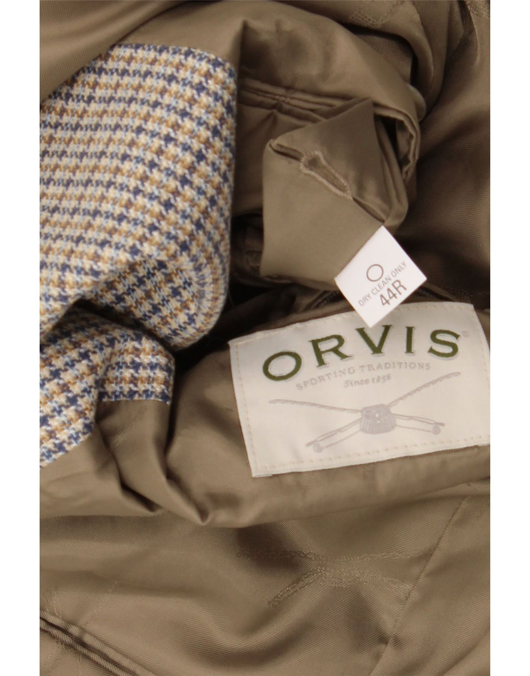 Jaqueta blazer masculina Orvis com 2 botões Reino Unido 44 2XL Bege Houndstooth