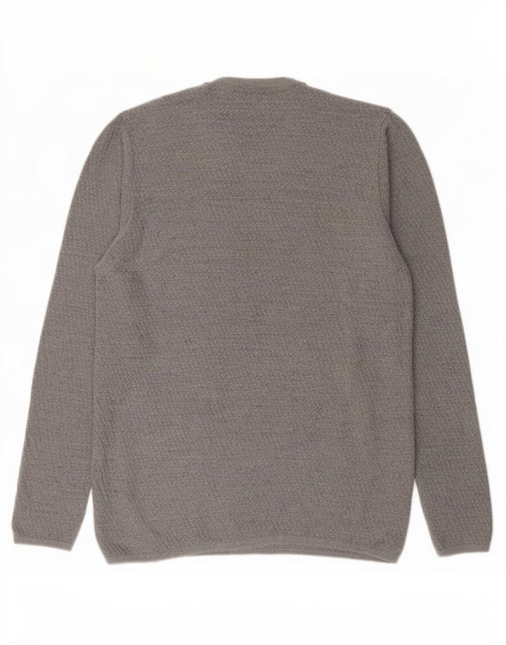 Zara Suéter masculino com gola redonda, grande viscose cinza