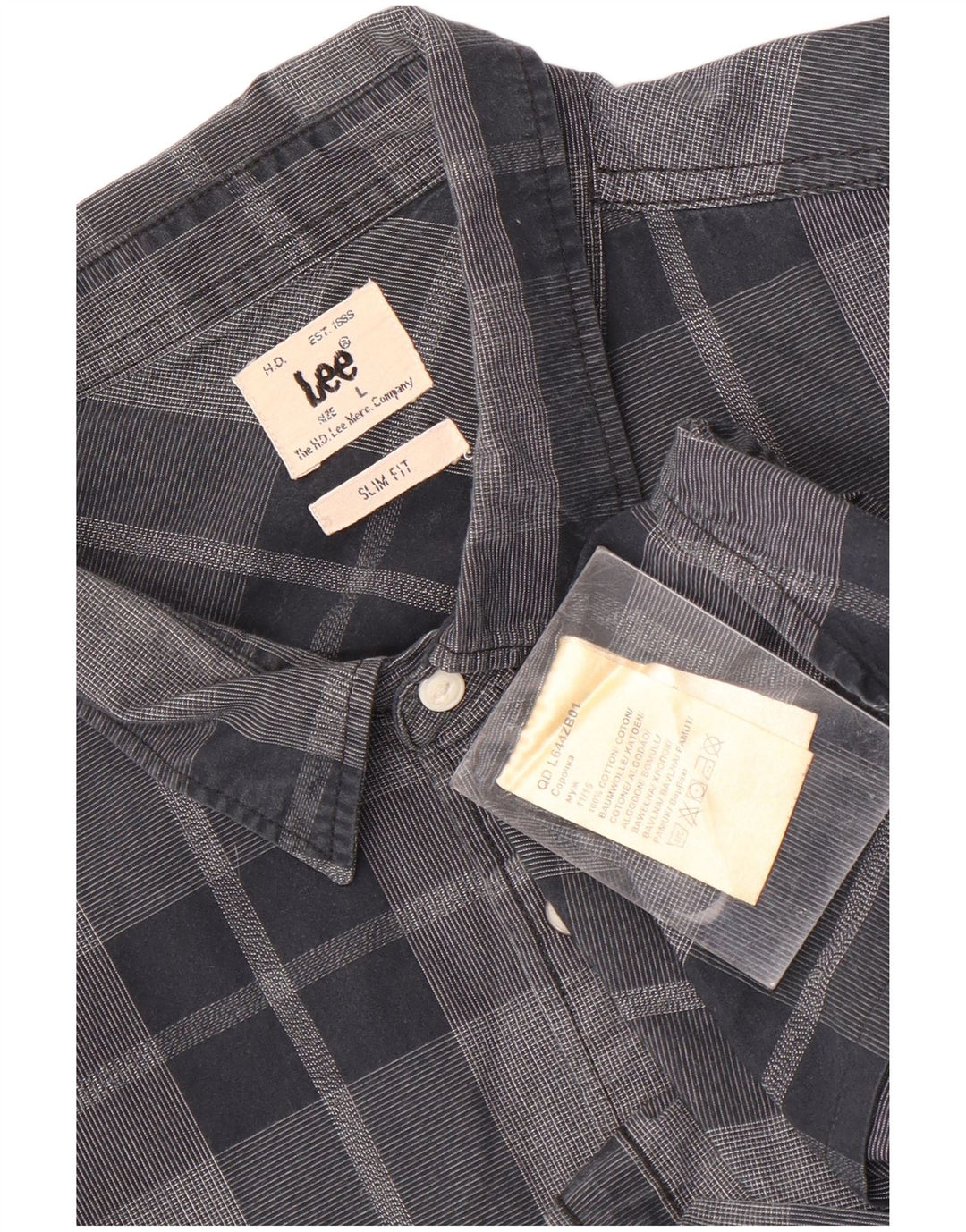 Camisa masculina Lee Slim Fit grande algodão xadrez cinza