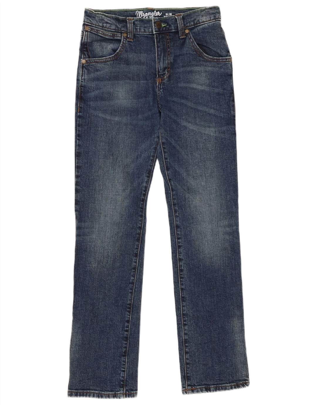 WRANGLER Meninos Retro Slim Straight Jeans 13-14 Anos W26 L29 Azul Algodão