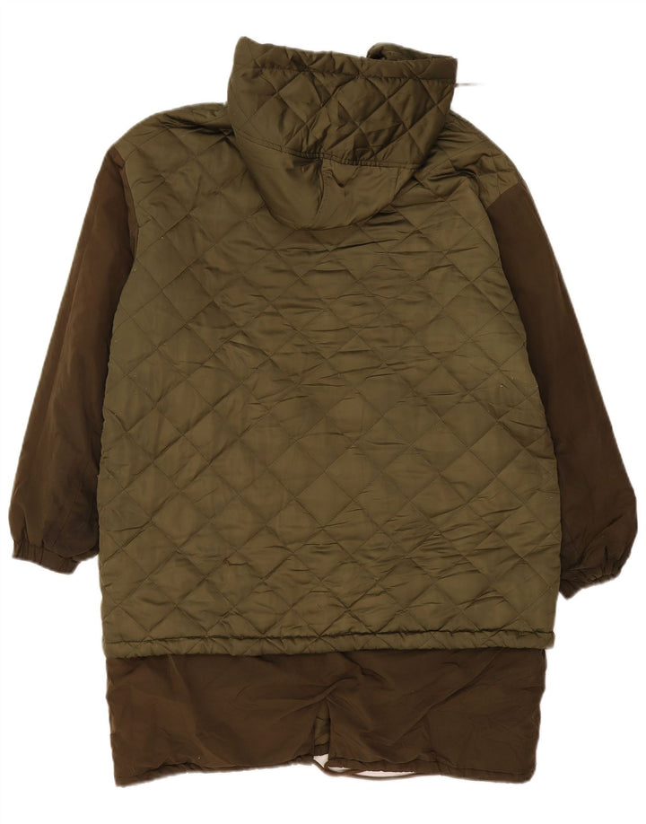 Sobretudo acolchoado com capuz grande Zara feminino UK 10 pequeno poliéster cáqui