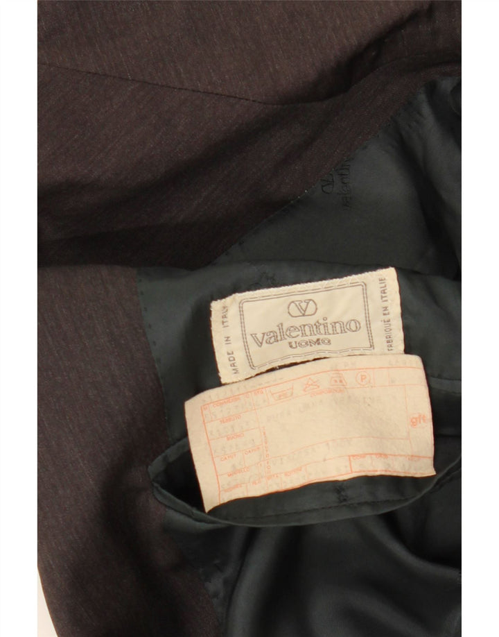 Jaqueta blazer masculina de 2 botões VALENTINO IT 46 pequena lã virgem cinza