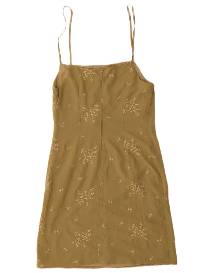 Vestido de verão feminino Benetton UK 10 pequeno poliéster floral verde