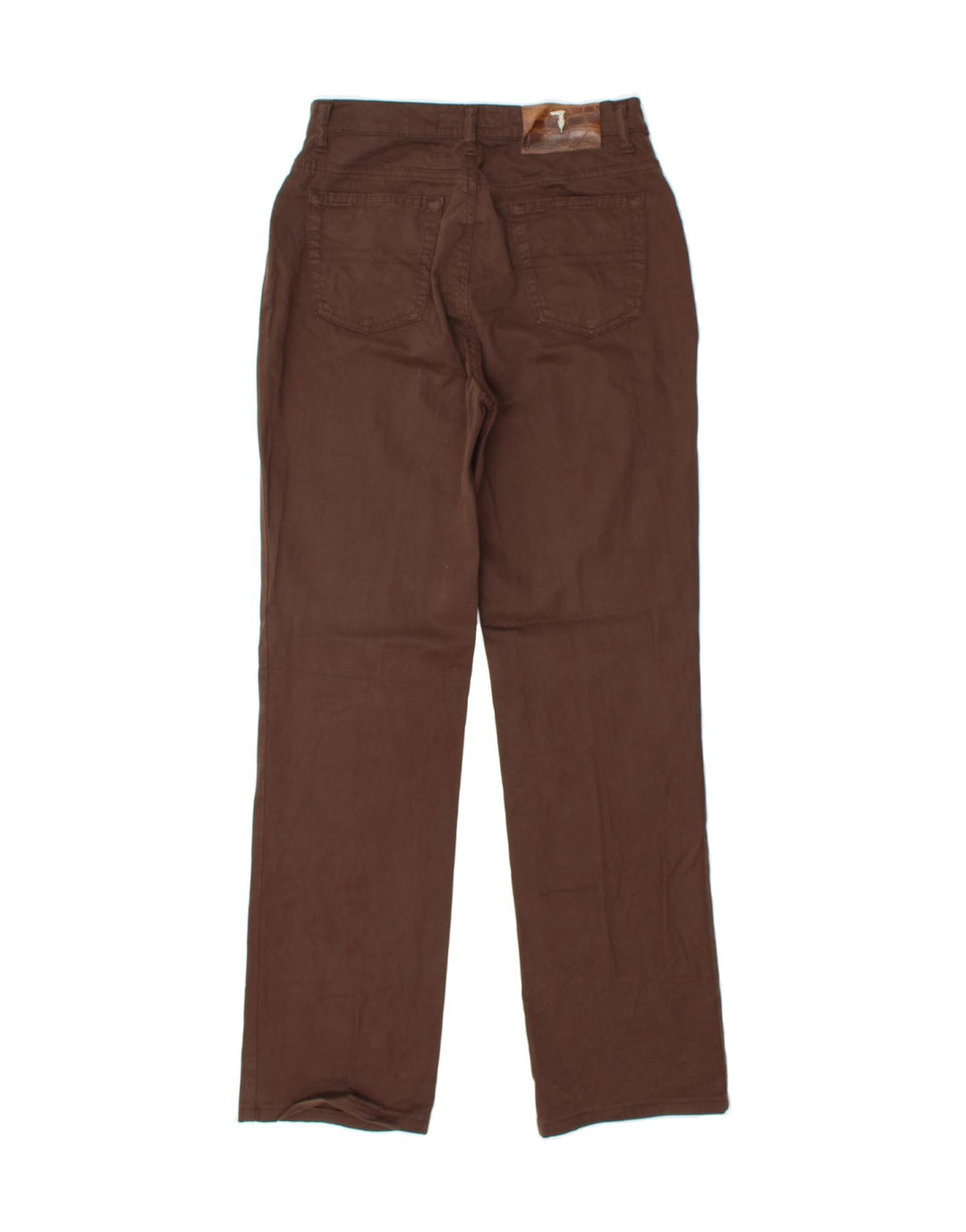TRUSSARDI Womens Straight Casual Trousers W27 L31 Brown Cotton Vintage Trussardi and Second-Hand Trussardi from Messina Hembry 