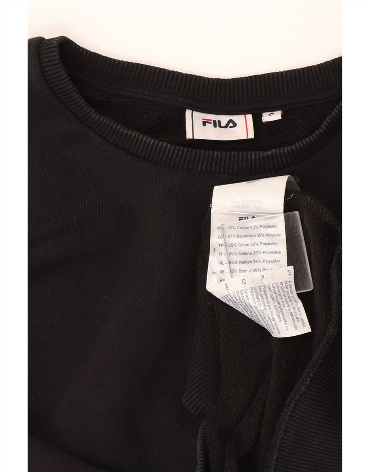 Fila moletom feminino jumper UK 10 pequeno algodão preto