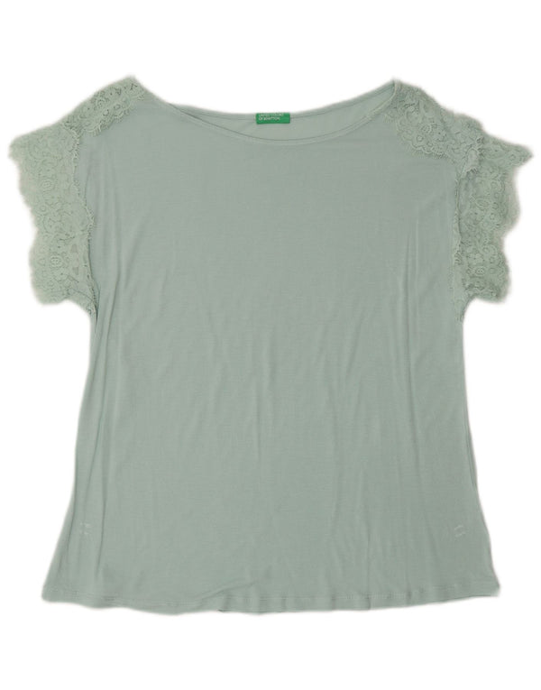 BENETTON Womens Blouse Top UK 14 Medium Green
