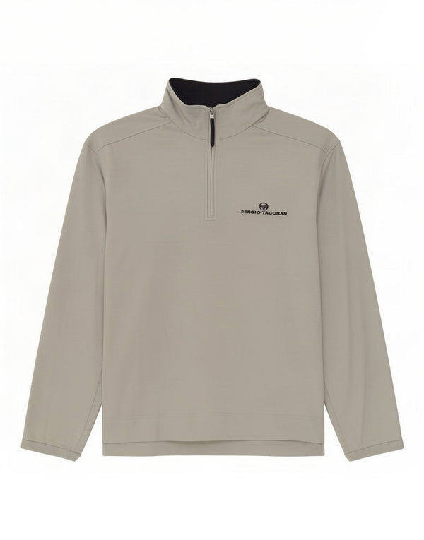 Sergio Tacchini Mens Zip Neck Pullover Treino Top Grande Cinza