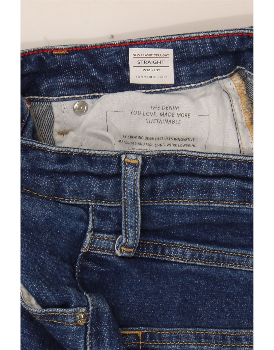 TOMMY HILFIGER Mens Straight Jeans W28 L32 Blue Cotton Vintage Tommy Hilfiger and Second-Hand Tommy Hilfiger from Messina Hembry 
