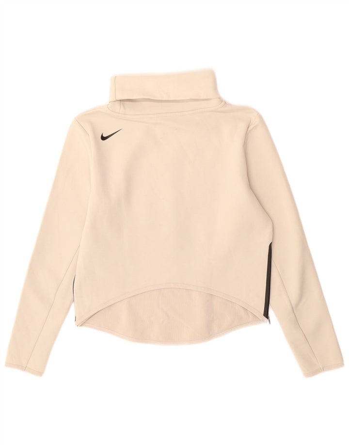 Nike Womens Dri Fit Oversized Roll Neck Moletom Jumper Reino Unido 6 XS Bege