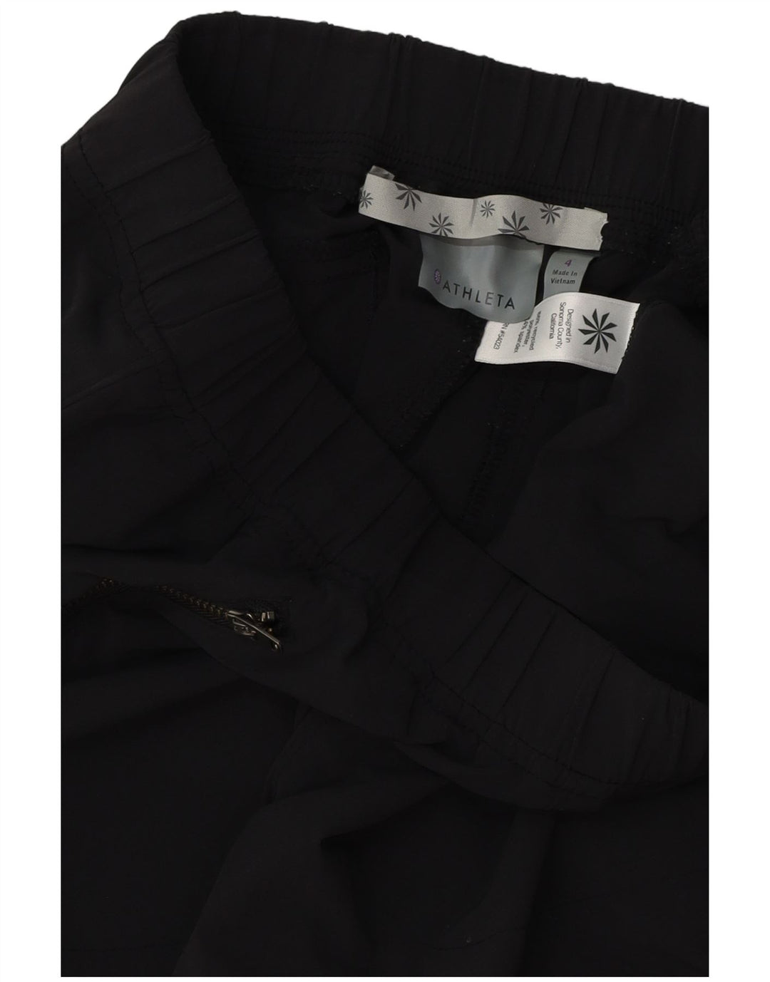 Calça feminina casual fina ATHLETA US 4 pequena W28 L28 poliéster preto