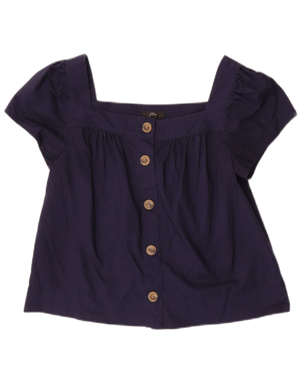 Blusa feminina J. Crew Top UK 6 XS Azul Marinho Algodão