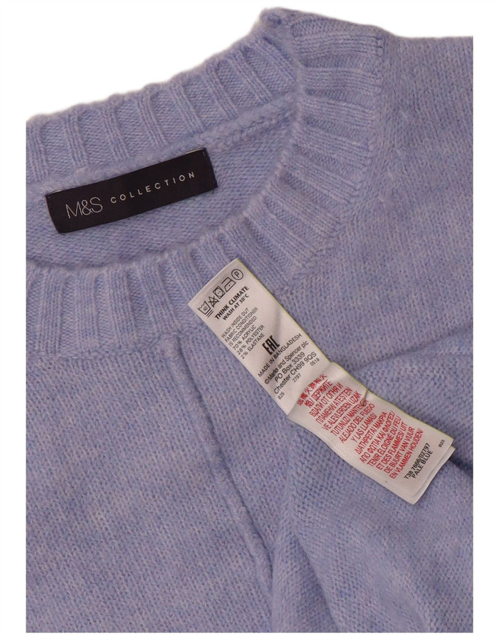 Suéter feminino Marks & Spencer com gola redonda Reino Unido 14 acrílico azul médio