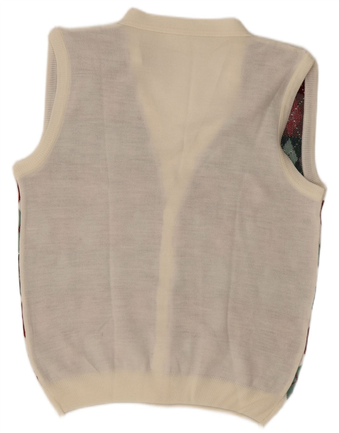 Suéter cardigã masculino vintage sem mangas grande branco Argyle/Diamante