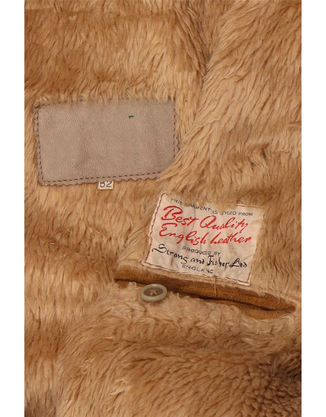 Jaqueta masculina vintage shearling IT 52 XL couro marrom
