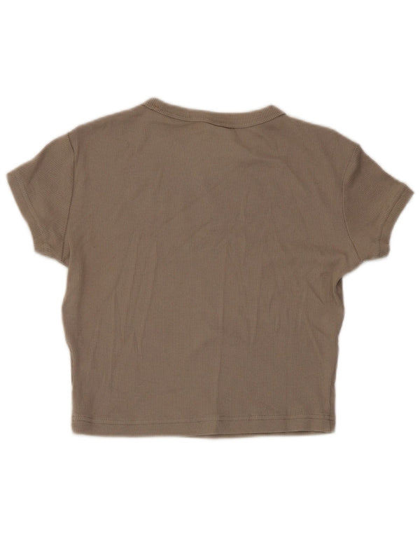 Camiseta feminina Reebok Crop Top UK 12/14 cinza médio algodão