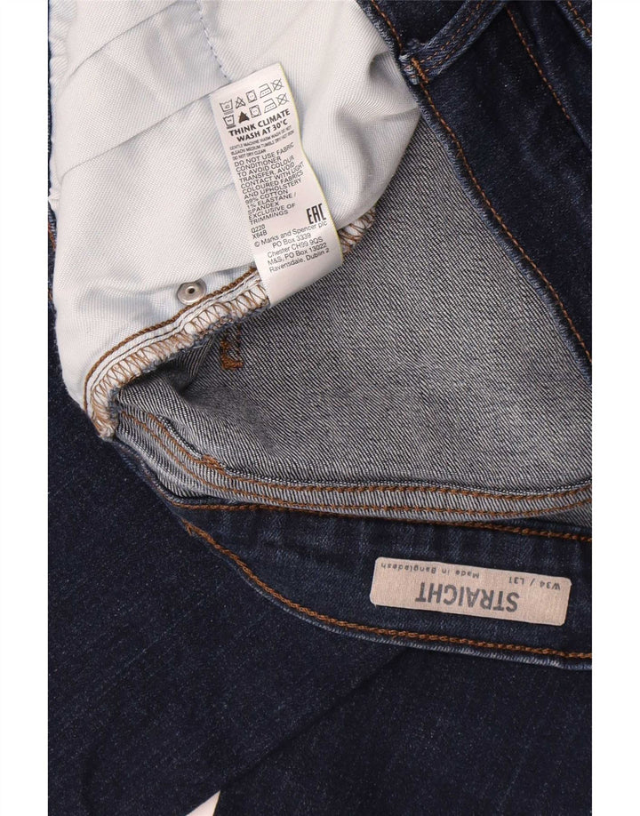 Jeans retos masculinos Marks & Spencer W34 L31 algodão azul marinho