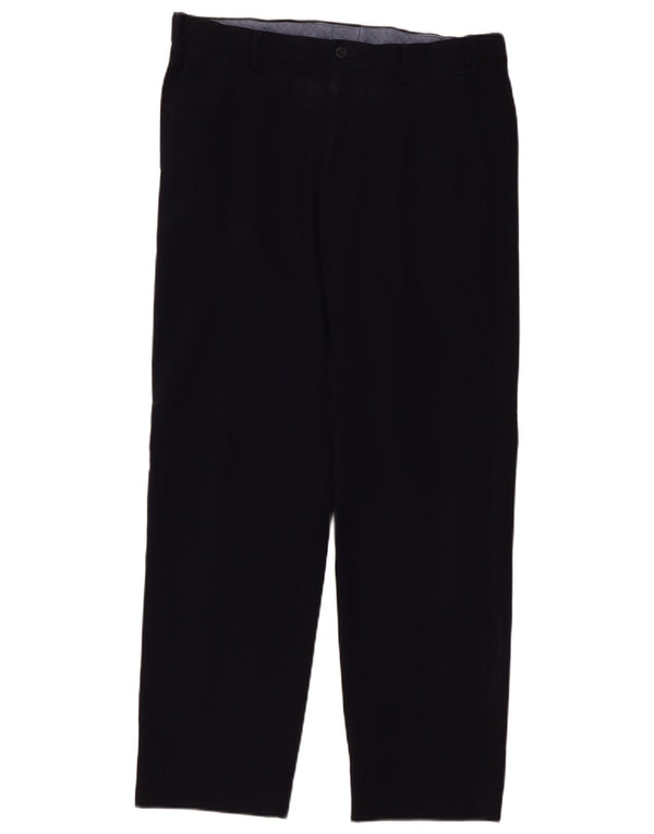 Calça masculina reta regular Marks & Spencer W34 L31 azul marinho