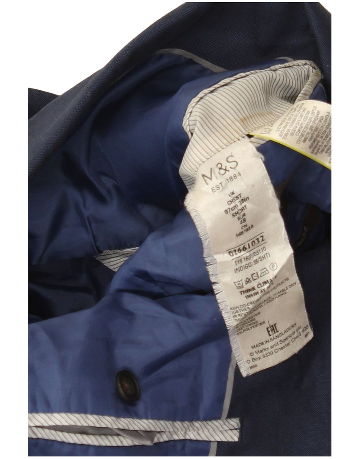 Jaqueta blazer masculina de 2 botões Marks & Spencer EU 48 azul marinho médio