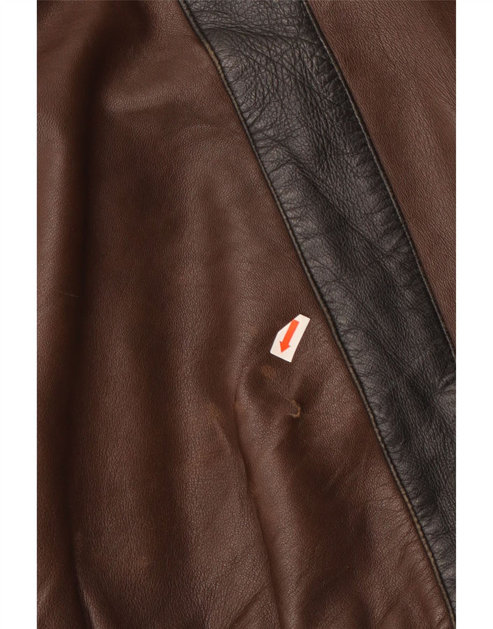 Jaqueta de couro masculina vintage IT 52 XL couro marrom