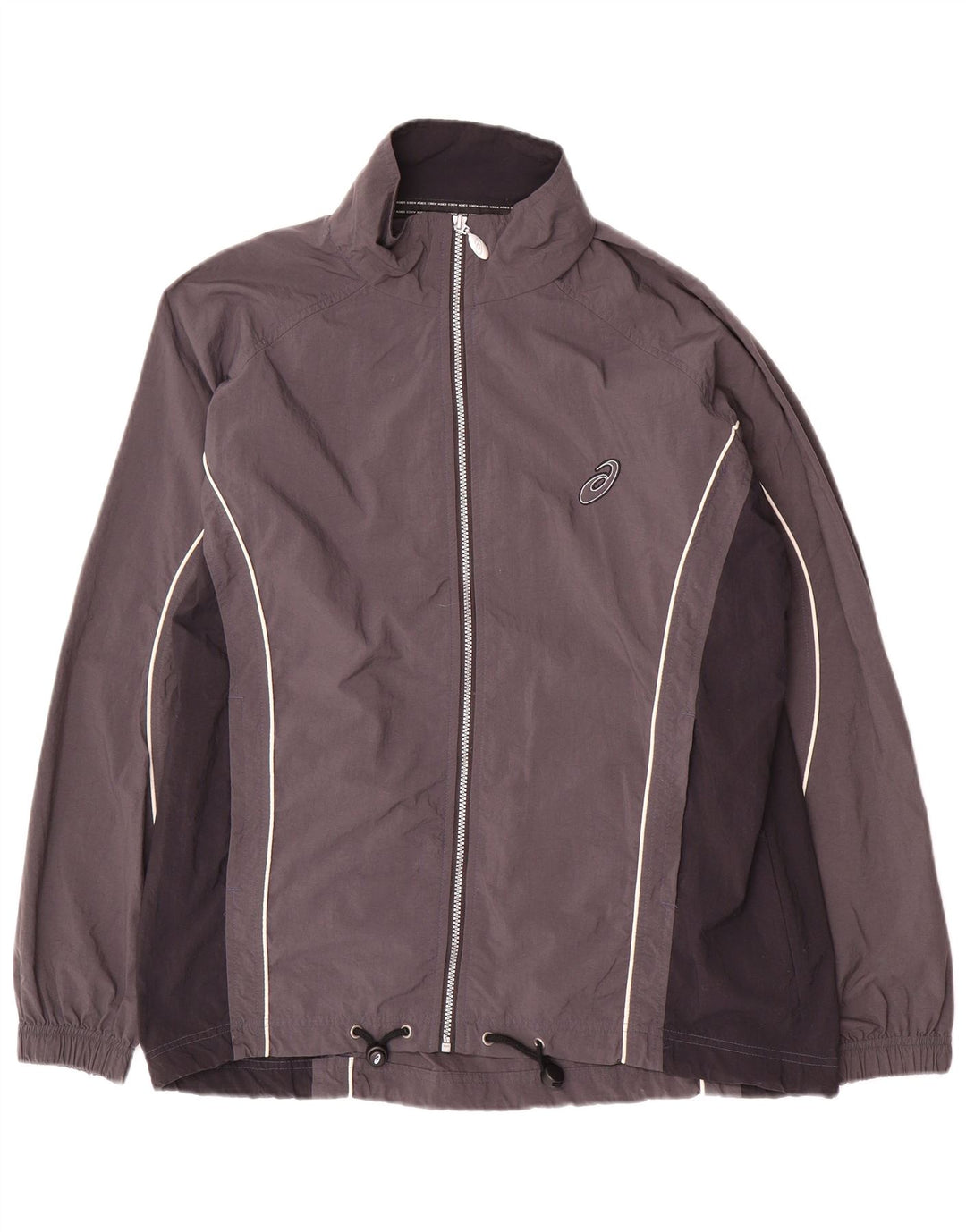 Asics Mens Tracksuit Top Jacket Grande Cinza Colourblock Nylon