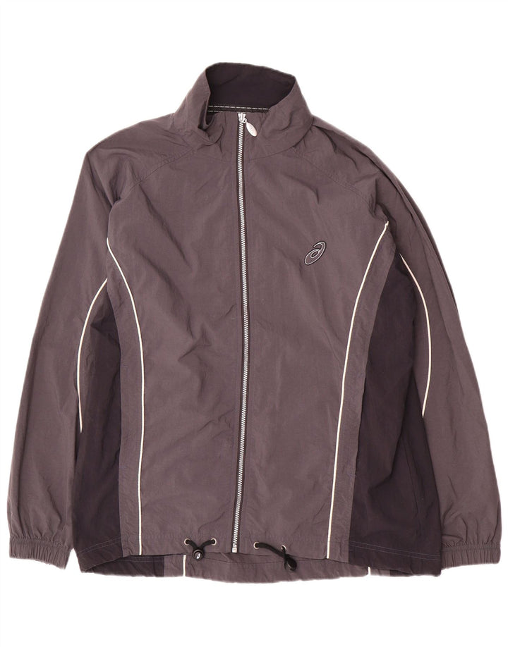 Asics Mens Tracksuit Top Jacket Grande Cinza Colourblock Nylon