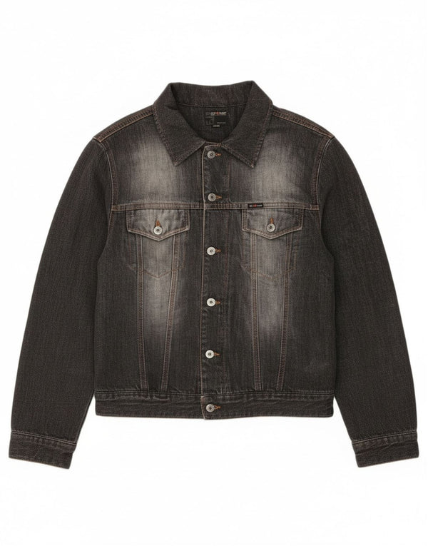 Jaqueta jeans masculina Energie Acid Wash UK 40 grande algodão cinza