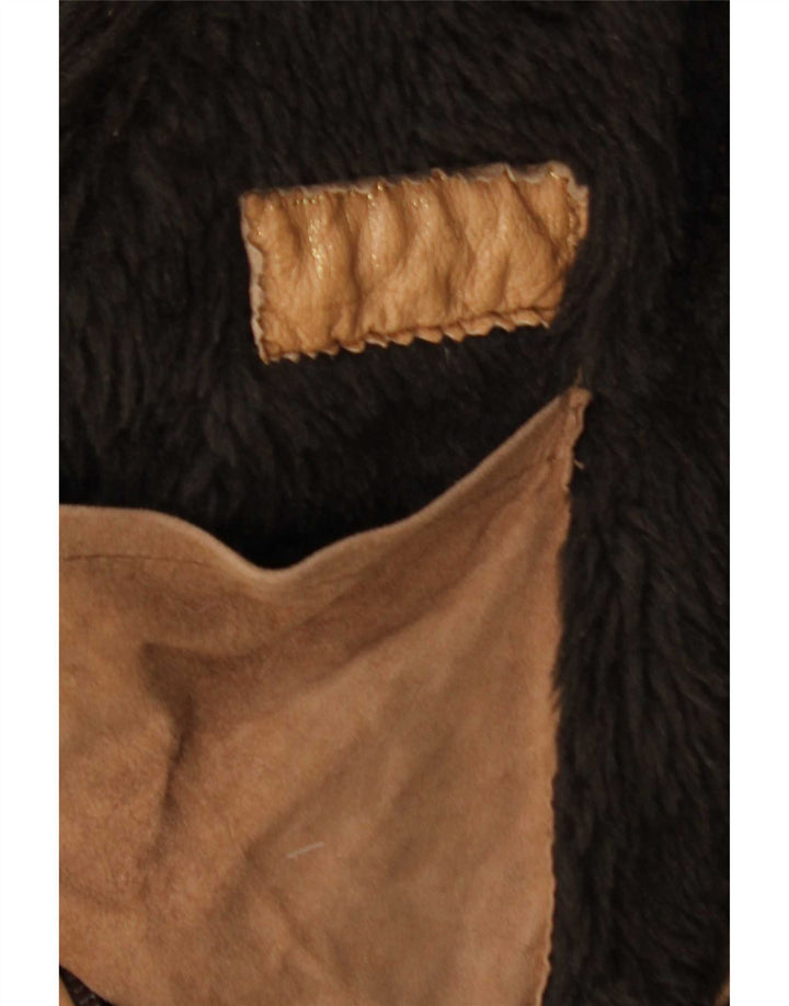 Jaqueta masculina vintage Shearling UK 38 couro marrom médio