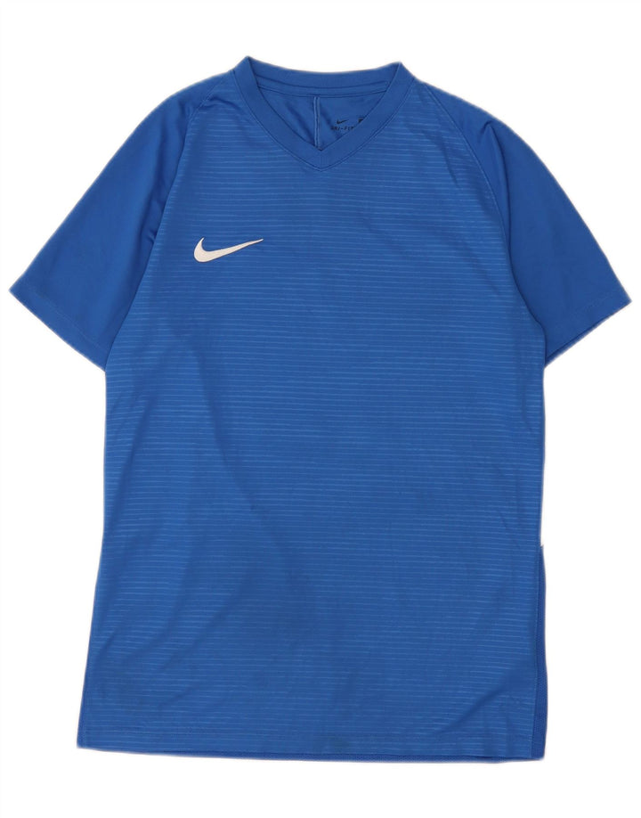 Camiseta Nike Masculina Dri Fit Graphic Top Médio Azul Riscas de Poliéster