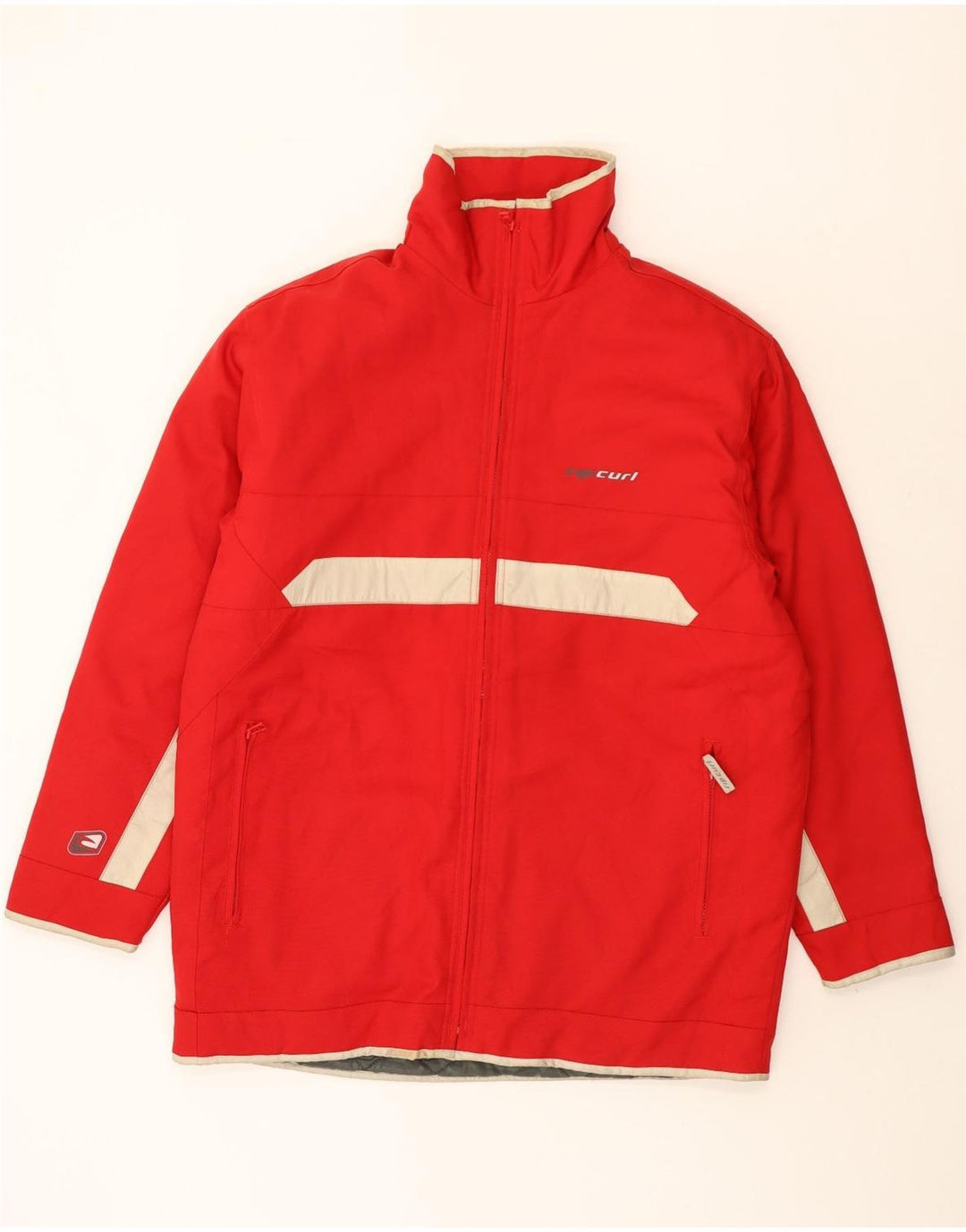 Jaqueta corta-vento masculina Rip Curl UK 40 grande poliéster vermelho Colourblock