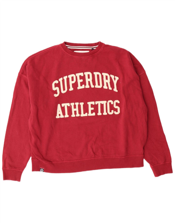 Suéter feminino superdimensionado com estampa gráfica SUPERDRY Reino Unido 12 médio Borgonha