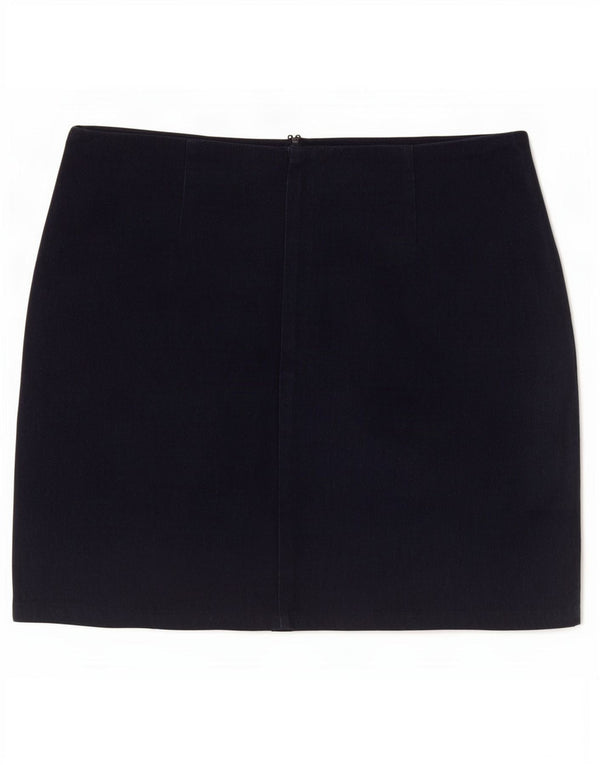 Mini saia jeans feminina Topshop Reino Unido 10 pequena W28 algodão azul marinho