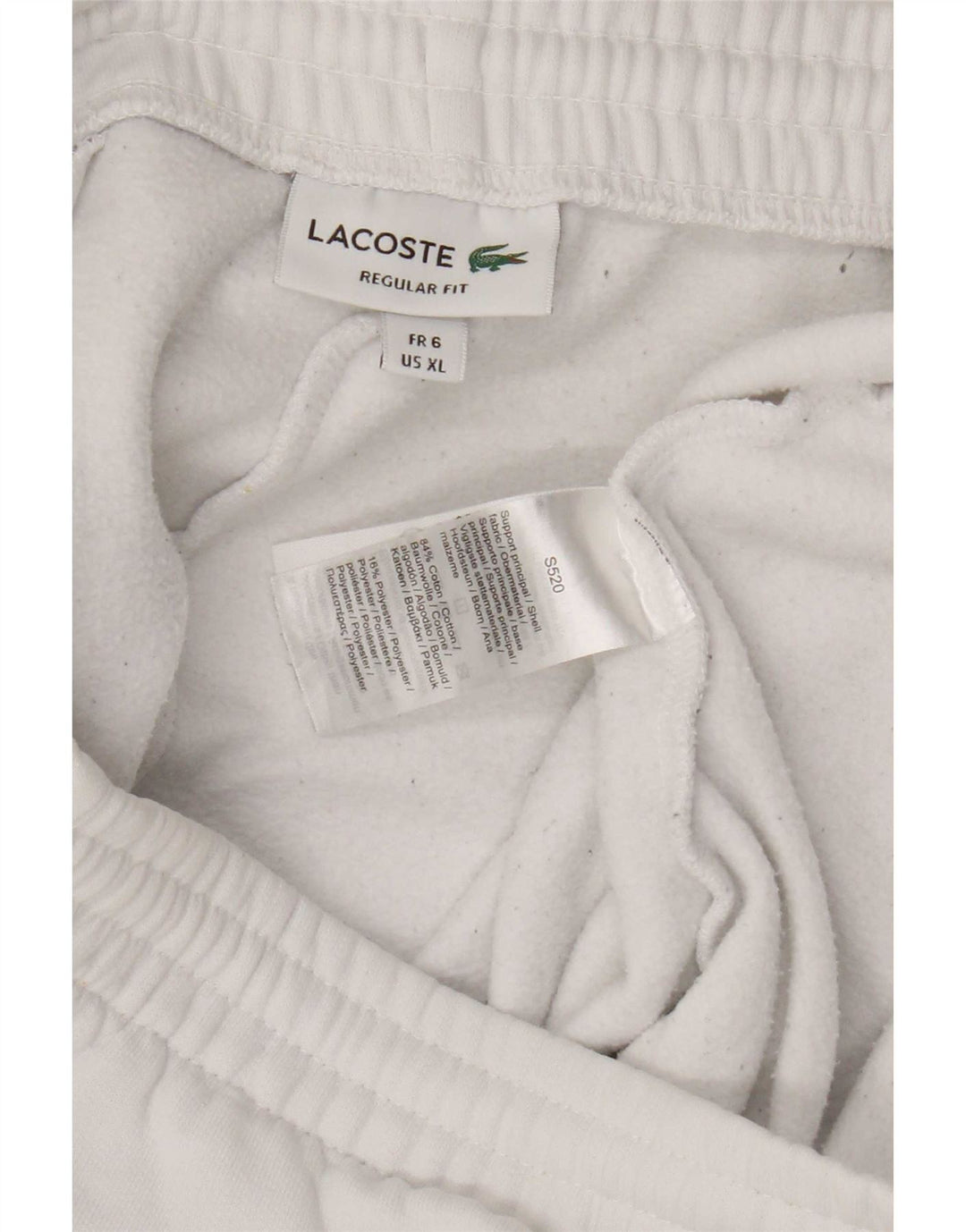 Shorts esportivos masculinos Lacoste Regular Fit tamanho 6 XL algodão branco
