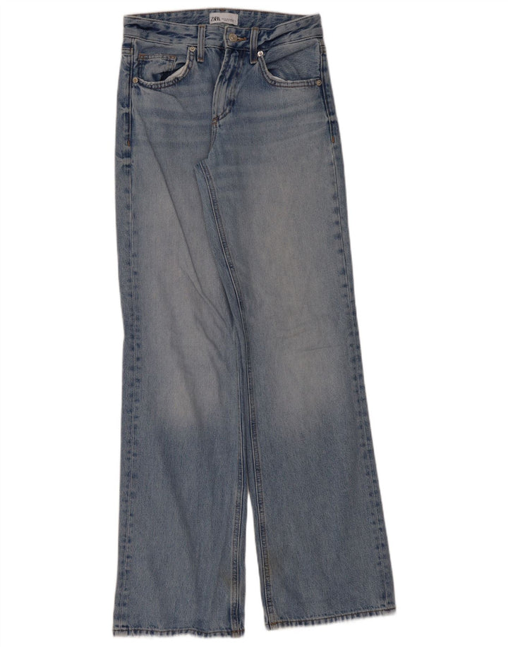 Calça jeans feminina Zara Bootcut EU 34 2XS W24 L33 azul algodão